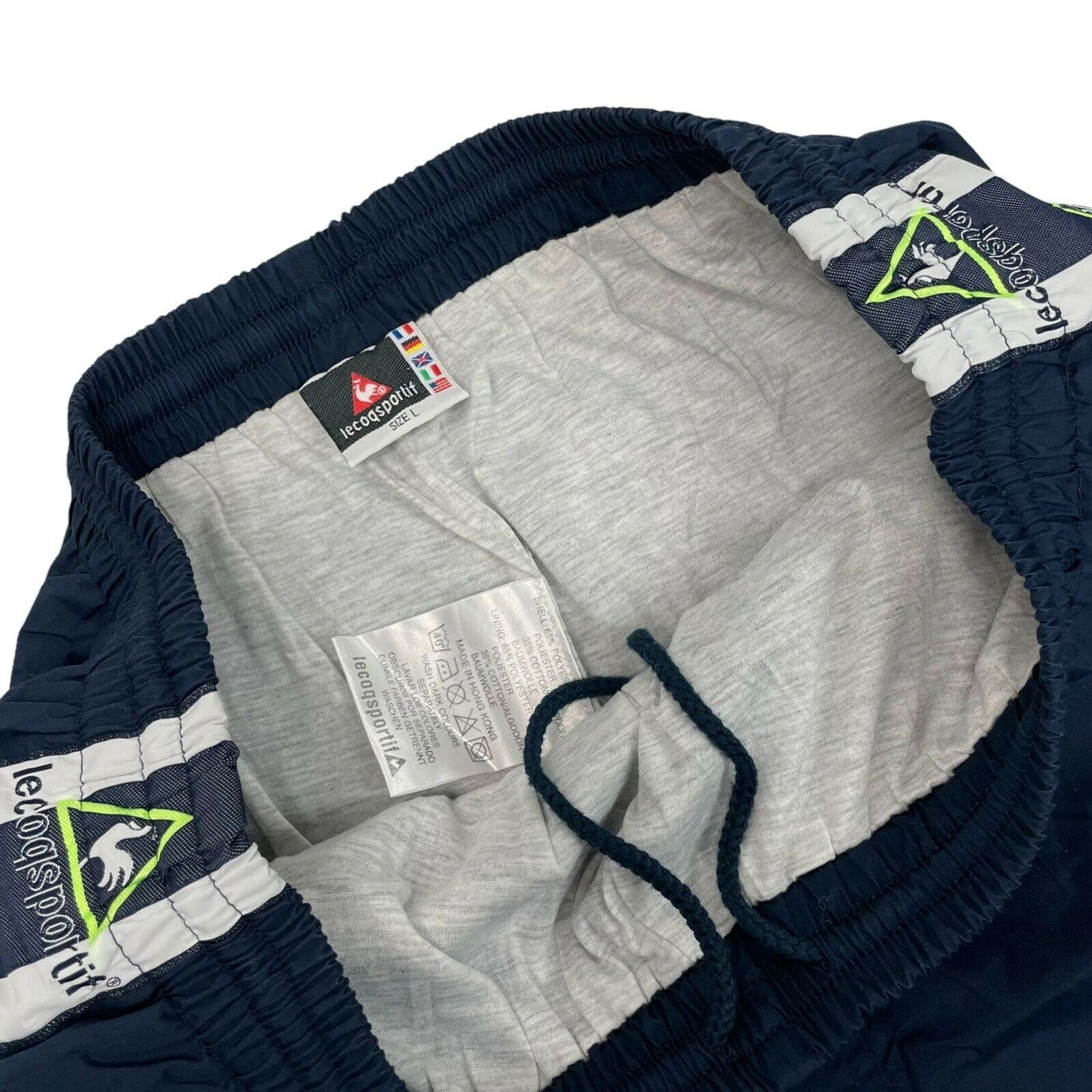 Vintage Le Coq Sportif Tape Joggers Navy Blue Straight Leg Large Sportswear