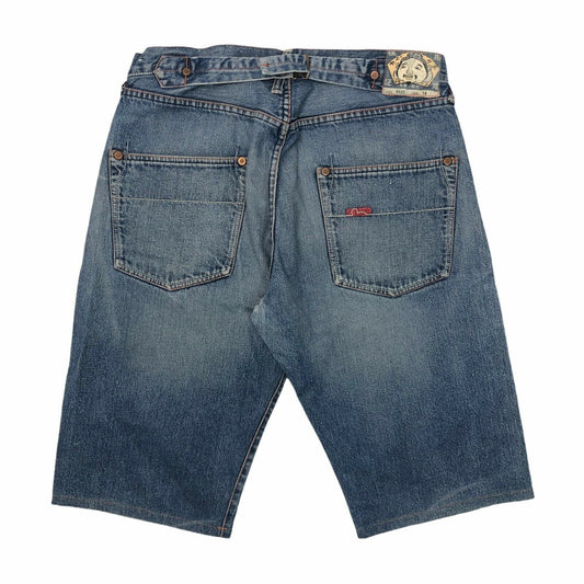 Vintage Evisu Jean Shorts 36w Mid Blue Denim