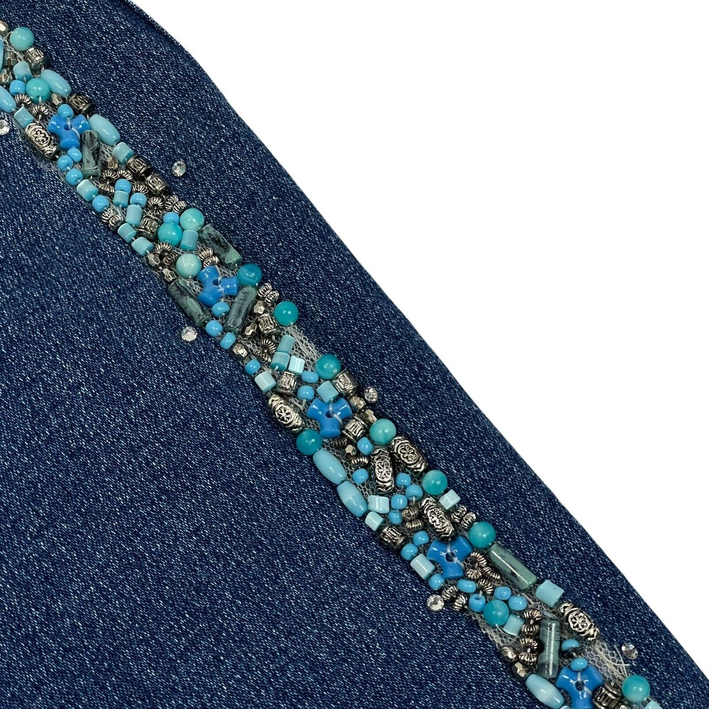 Vintage Bianca Maria Caselli Denim Jeans Embellished Made In Italy 25w 29l Blue