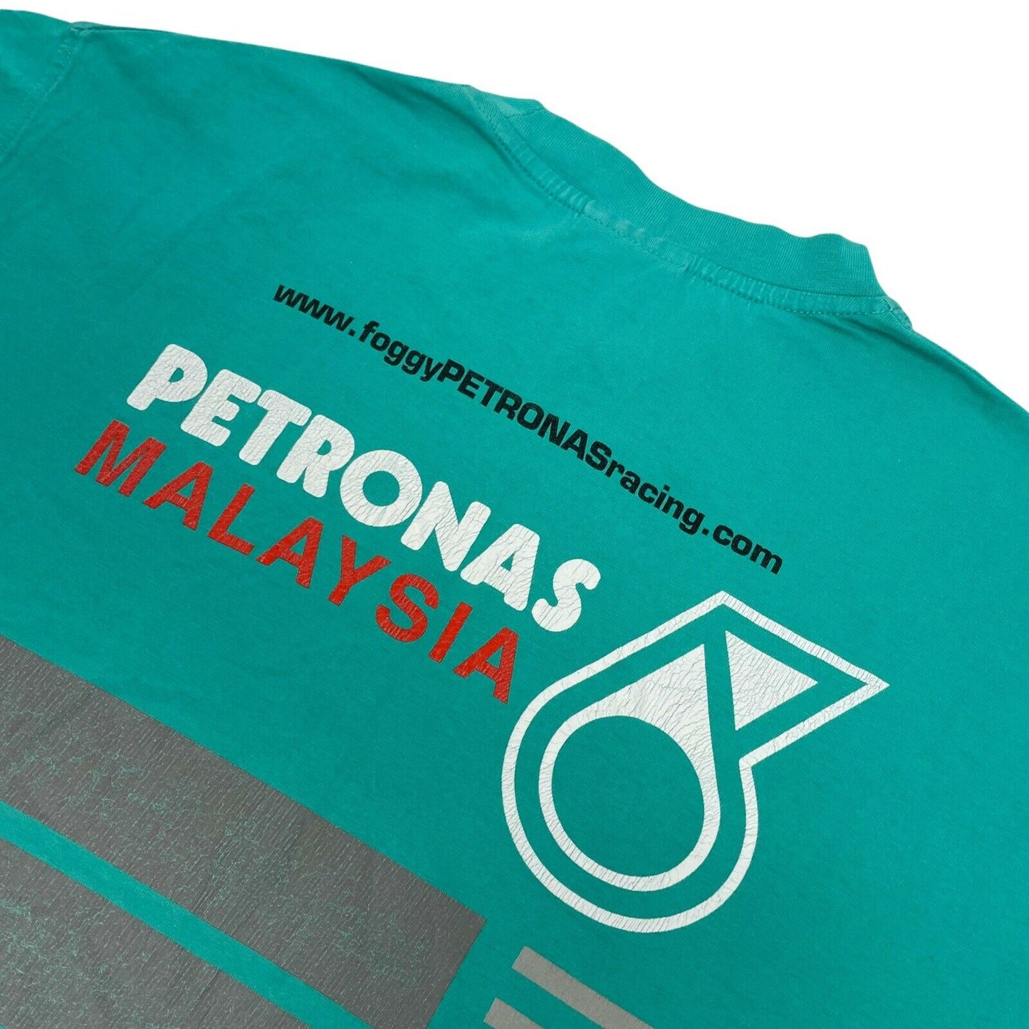 00’s Foggy Petronas Malaysia Racing Team T-Shirt Mens Small Teal Graphic Print