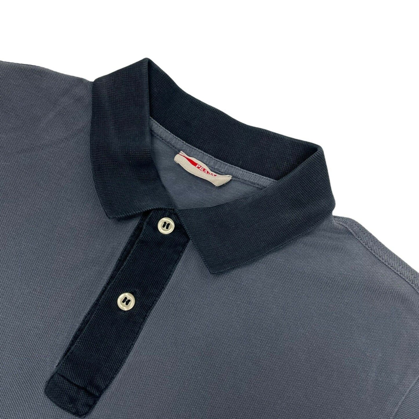 2012 Prada Polo Top Mens Small Blue And Navy With Red Logo