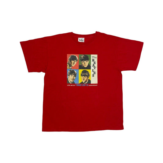 2012 The Beatles T-Shirt Love Me Do 50th Anniversary Mens XL Red Graphic Print