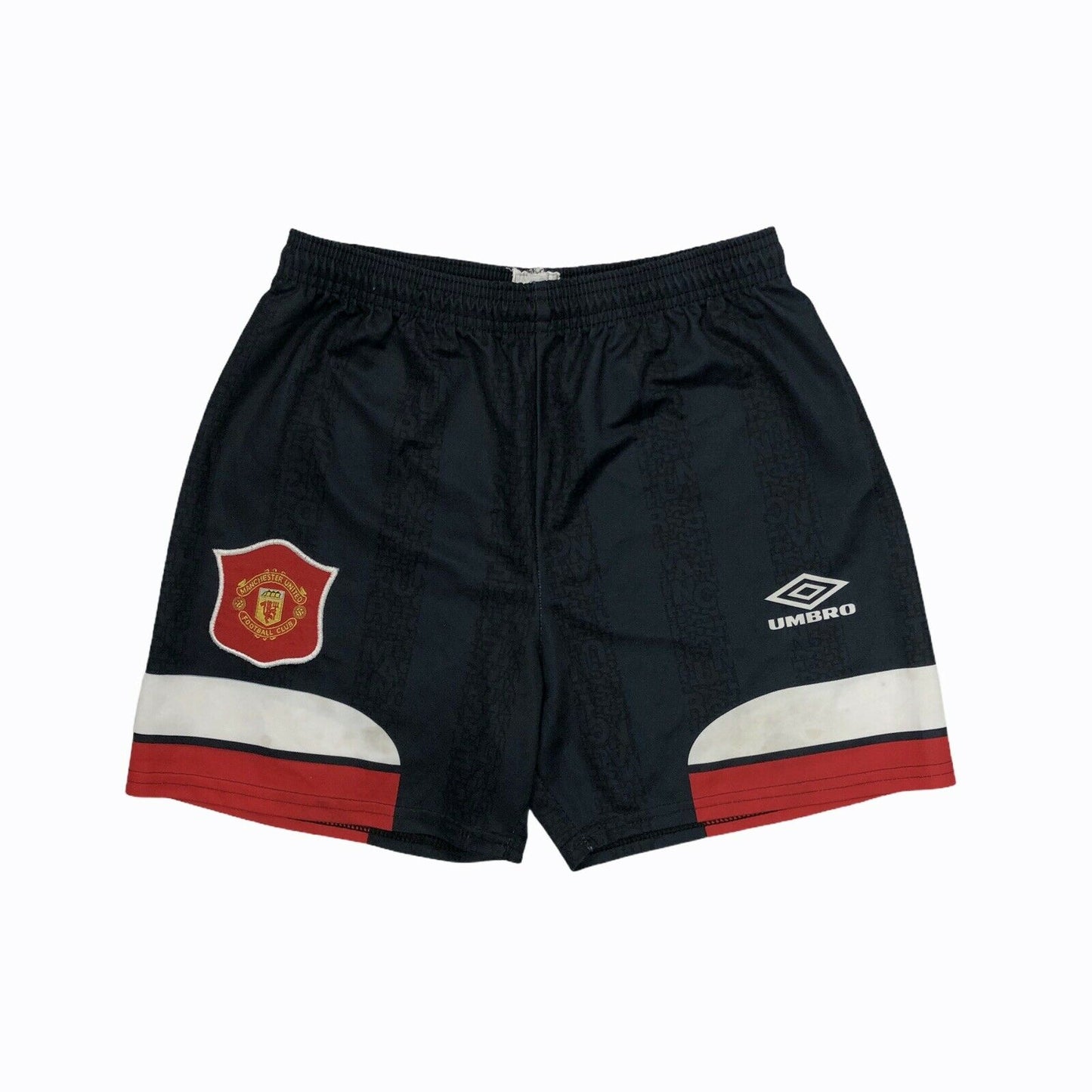 94-96 Vintage Manchester United Shorts Umbro Black Mens Small Football Kit