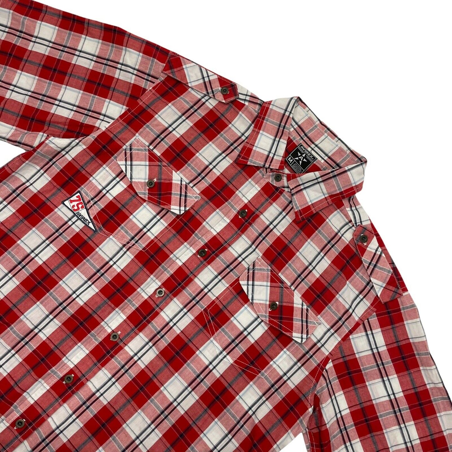 00’s Avirex Check Shirt Mens Medium Red White Blue