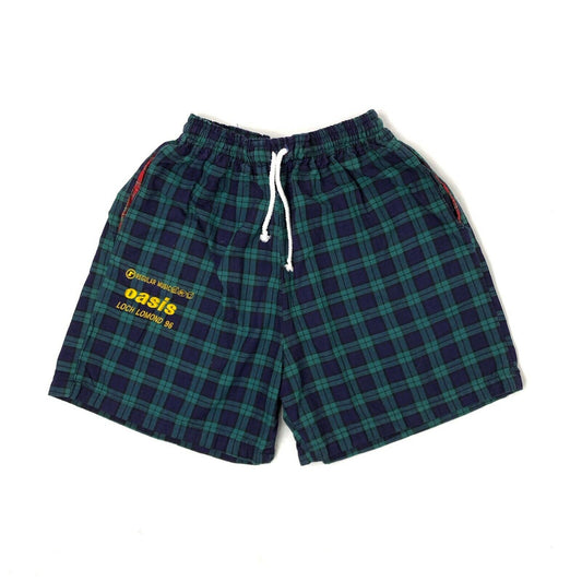 Vintage 1996 Oasis Loch Lomond Tartan Shorts 32w Green And Navy