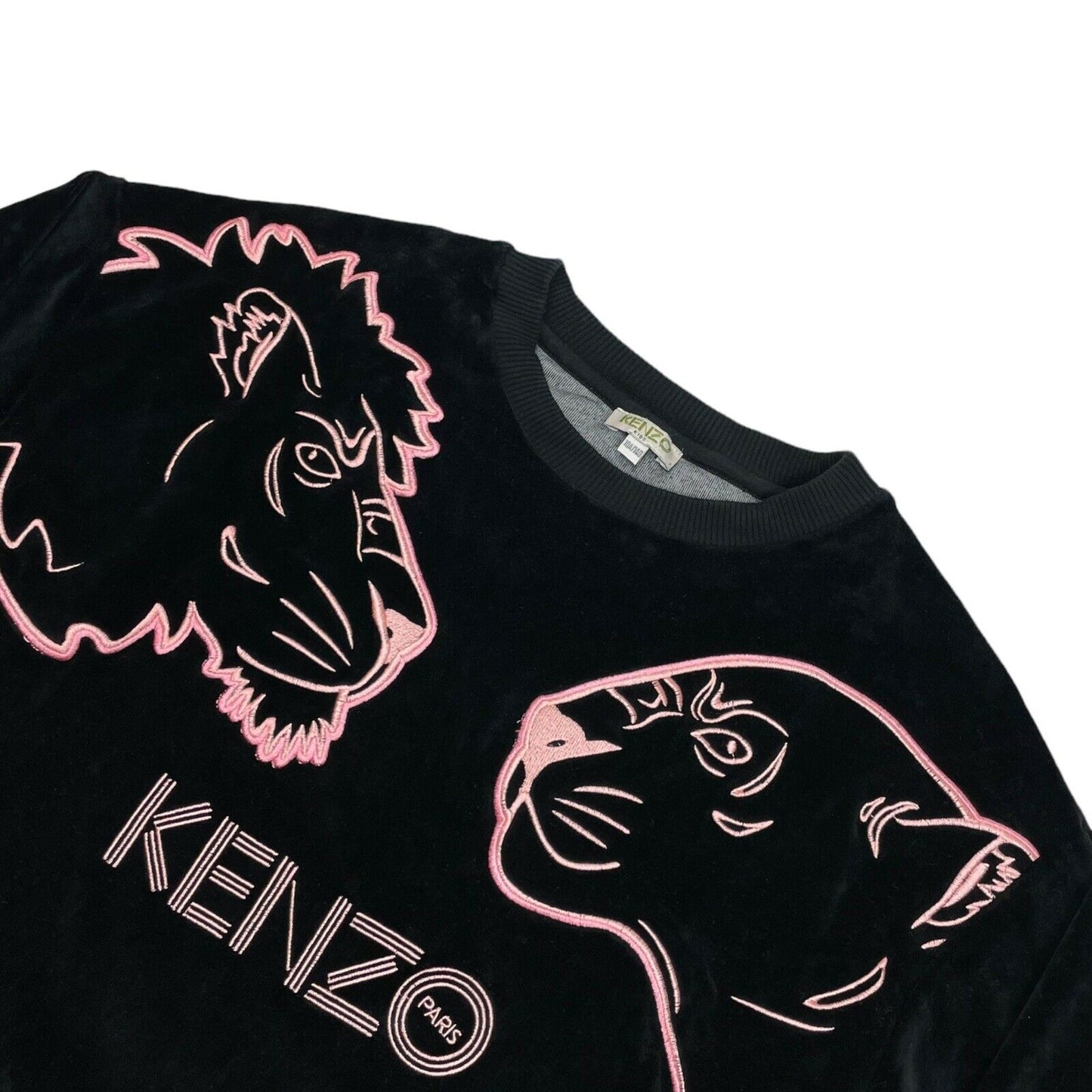 Kenzo Lima Jumper Girls Teen 10-12 Black And Pink Embroidered Tiger Design