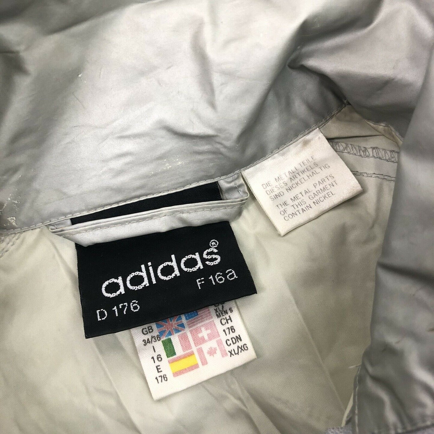 Vintage Adidas Lightweight Silver Jacket Mens Small