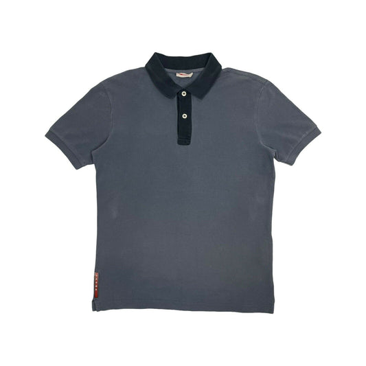 2012 Prada Polo Top Mens Small Blue And Navy With Red Logo