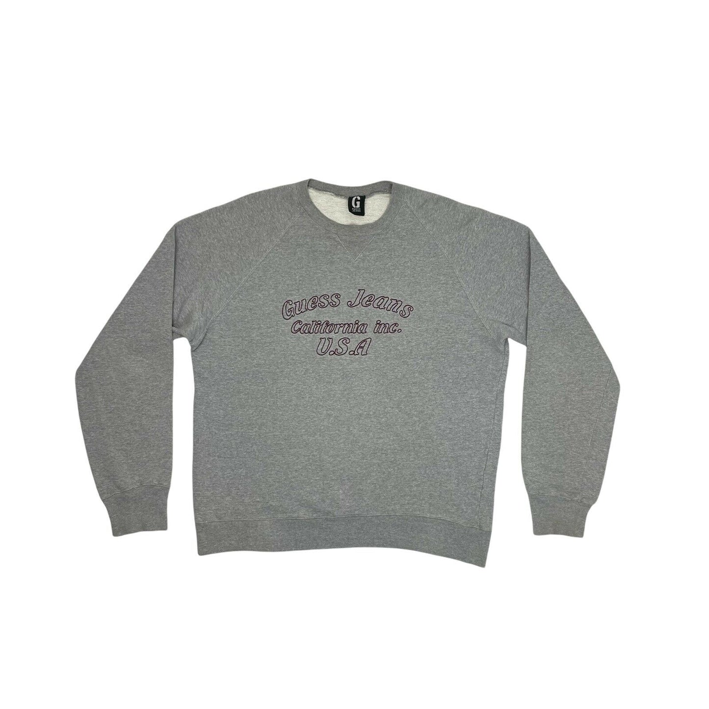 Vintage Guess Jeans USA Jumper Grey Embroidered Sweater Mens