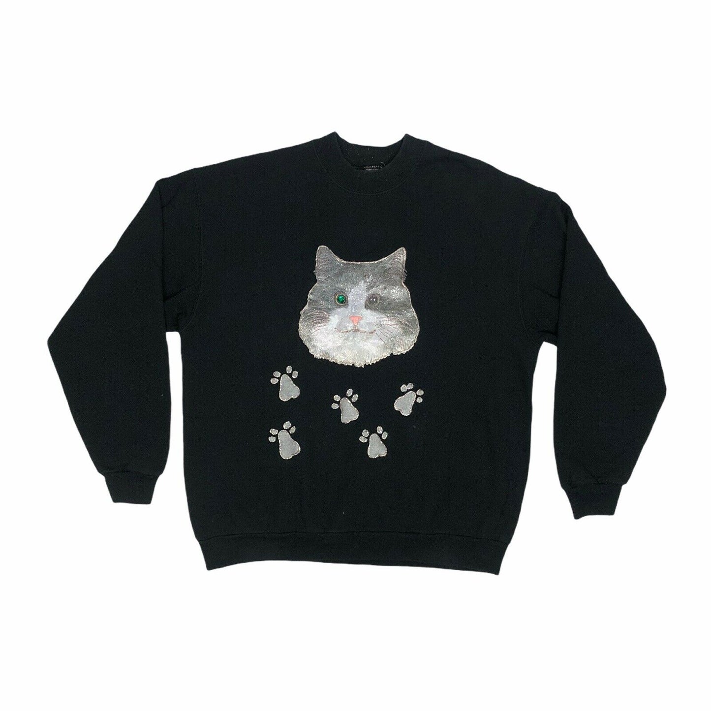 Vintage Screen Stars Cat Jumper Mens Large Black