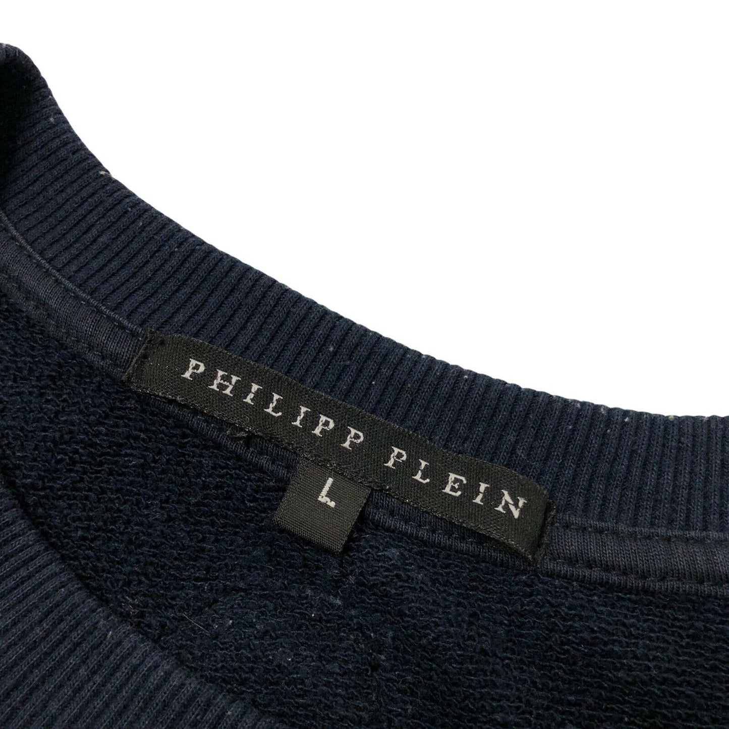 Philipp Plein Crew Neck Jumper Navy Blue Skull Design