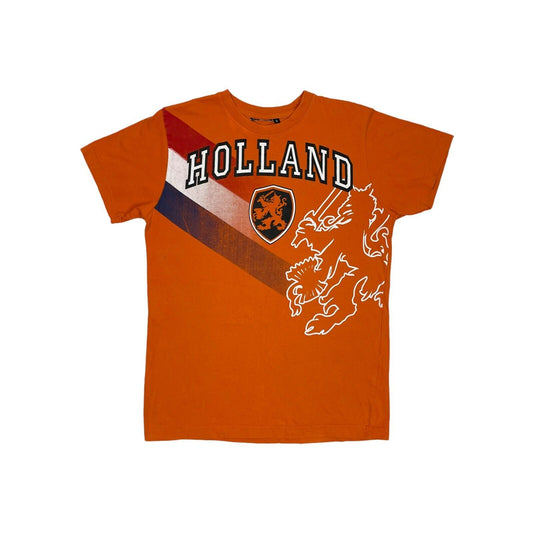 Vintage Holland Netherlands T-Shirt Mens Small Orange Graphic Print Football