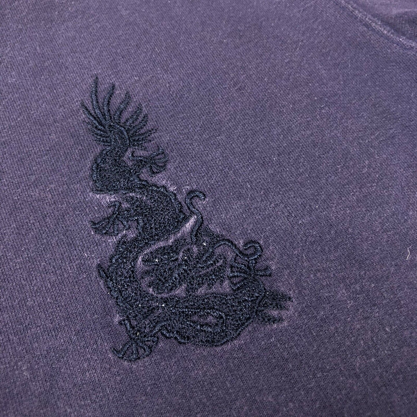 Vintage Maharishi Crew Neck Jumper Mens Small Purple Embroidered Dragon