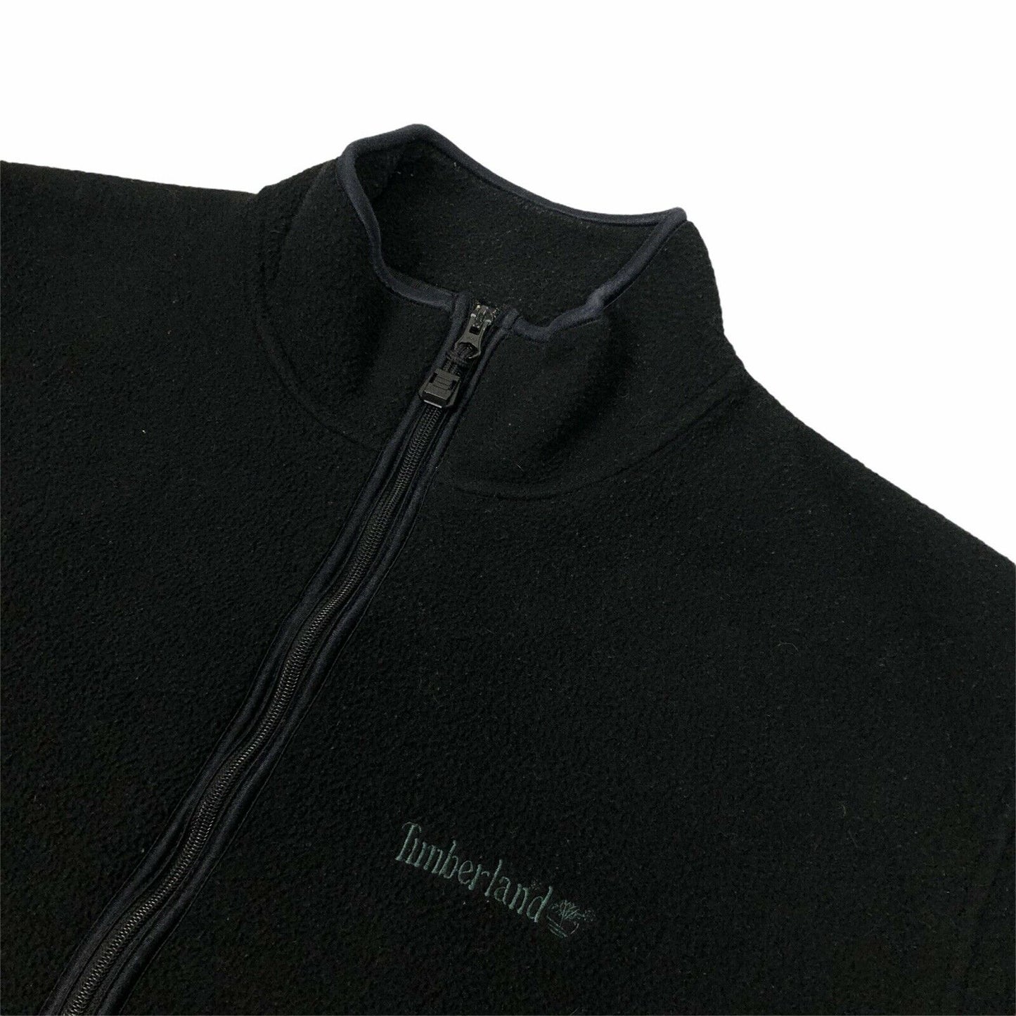 Vintage Timberland Fleece Jacket Mens XL Black Embroidered Logo