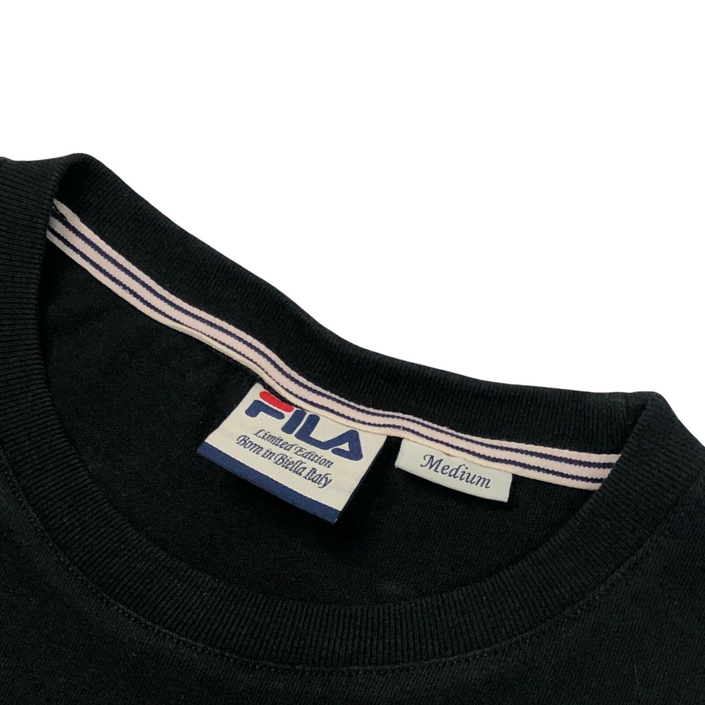 Fila Sports Top Mens Medium Black Embroidered Branding