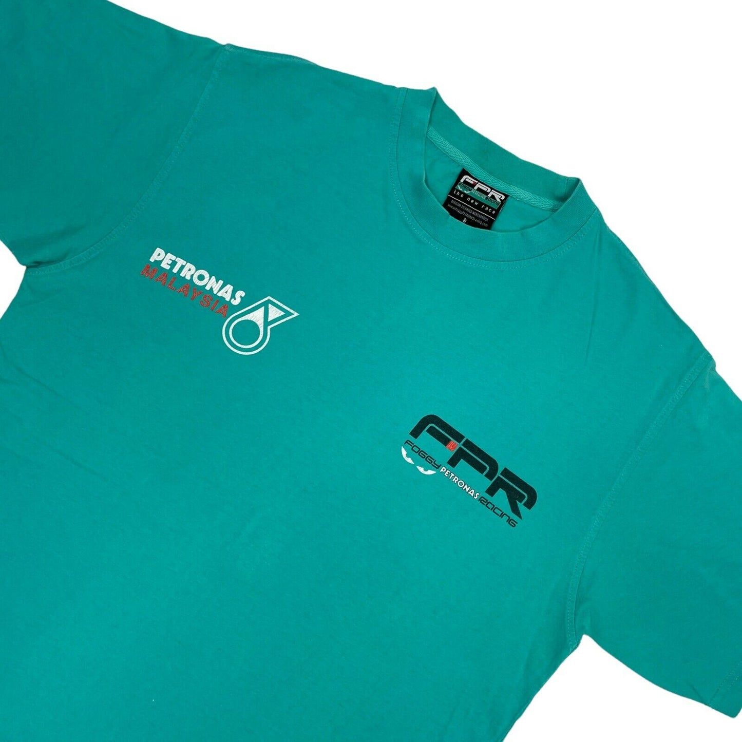 00’s Foggy Petronas Malaysia Racing Team T-Shirt Mens Small Teal Graphic Print