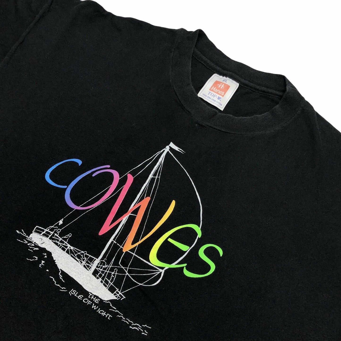 Vintage 90’s Cowes Isle Of Wight T-Shirt Black Mens XL Hanes