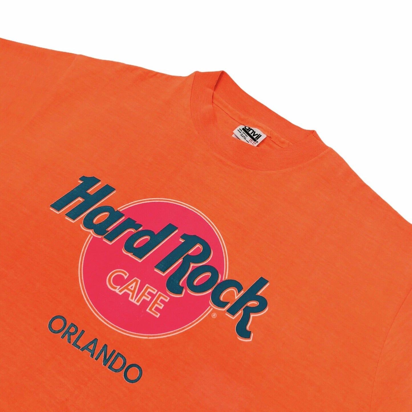 Vintage Hard Rock Cafe T-Shirt Orange Single Stitch Anvil Save The Planet