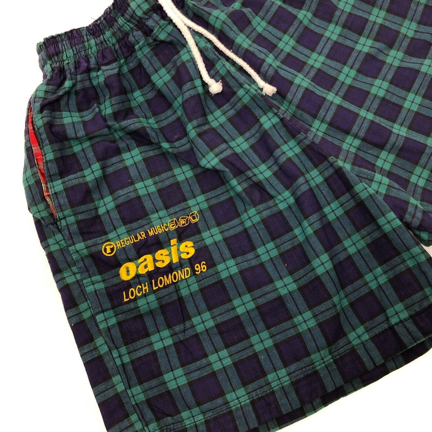 Vintage 1996 Oasis Loch Lomond Tartan Shorts 32w Green And Navy