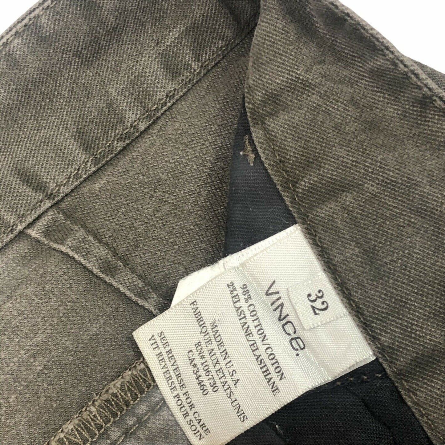 Vince Jean Fit Trouser Khaki Green 32w 32l Made In USA