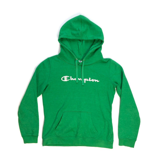 Champion Pull Over Hoodie Women’s Medium Green And White Graphic Print