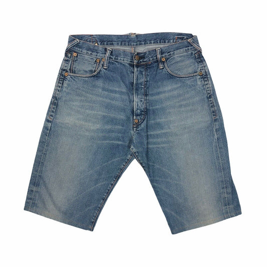 Vintage Evisu Jean Shorts 36w Mid Blue Denim