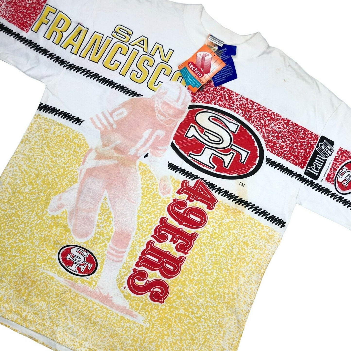 RARE San Francisco 49ers NFL Vintage T-Shirt All Over Print 1992 Deadstock