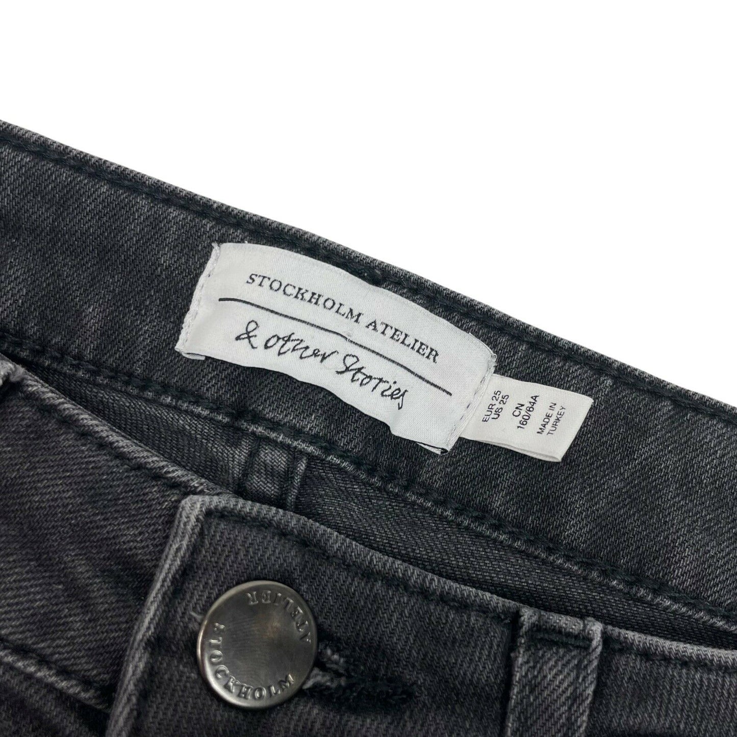 & Other Stories Skinny Fit Jeans Grey 25w 25l Raw Cut Ankle