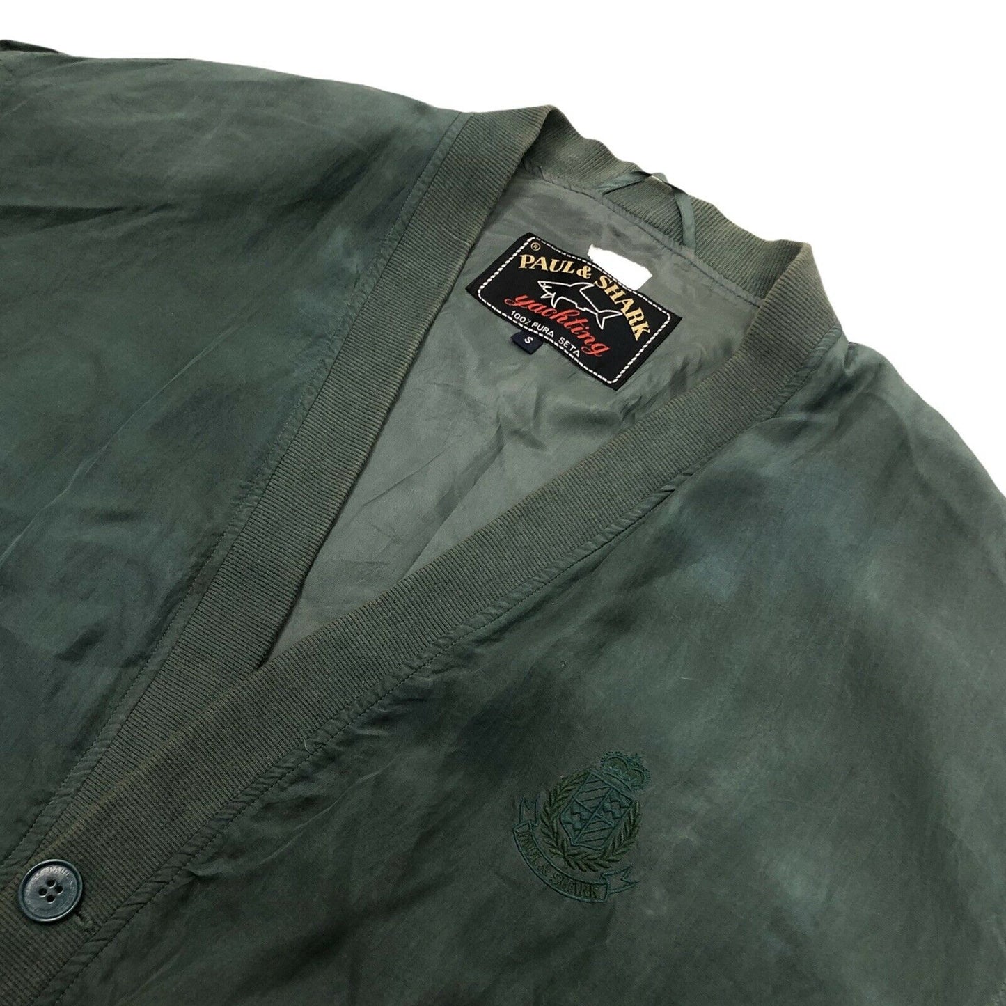 Vintage Paul And Shark Yachting Silk Jacket Mens Small Green