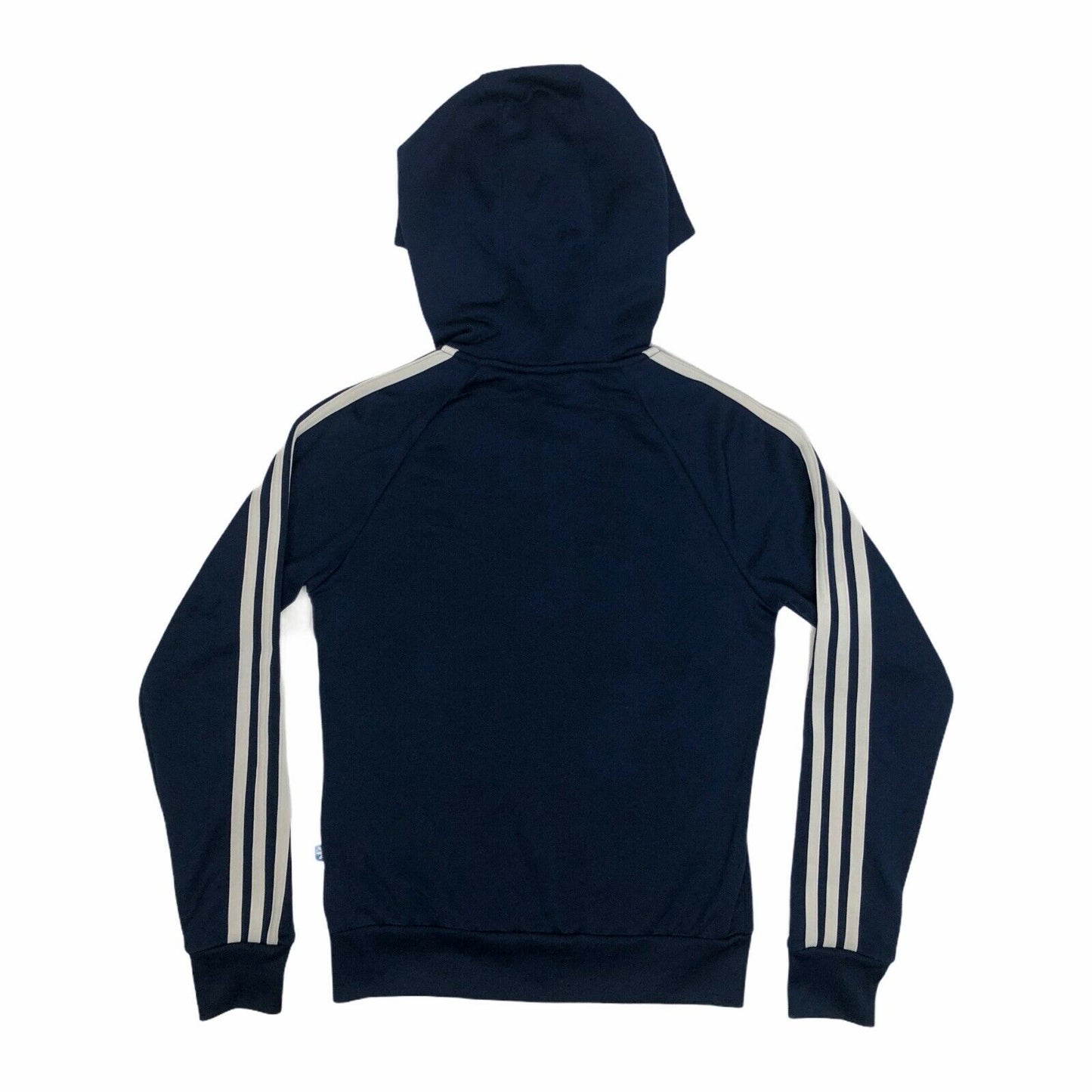 AW16 Adidas Hoodie Womens UK6 Navy Blue And White Three Stripes