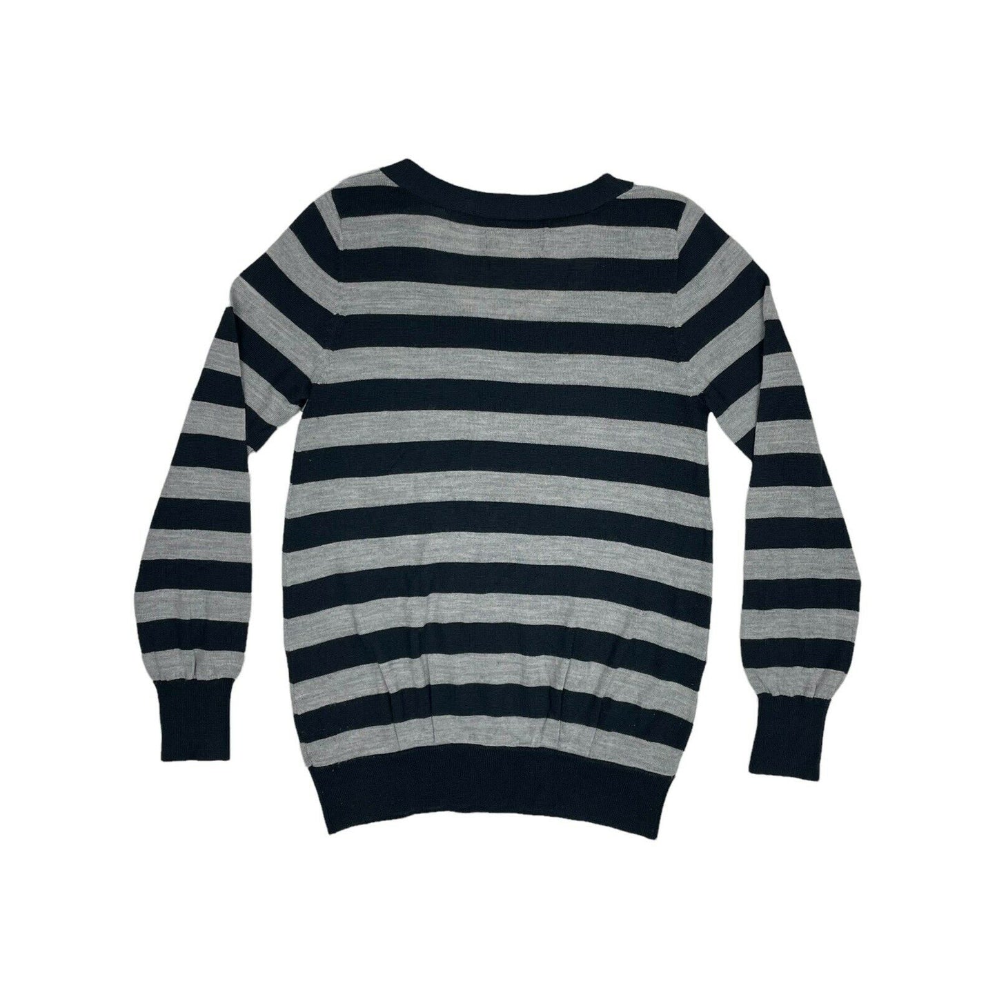 AW08 bplusab Stripe Jumper Womens Small Wool Grey And Navy Blue b + a b