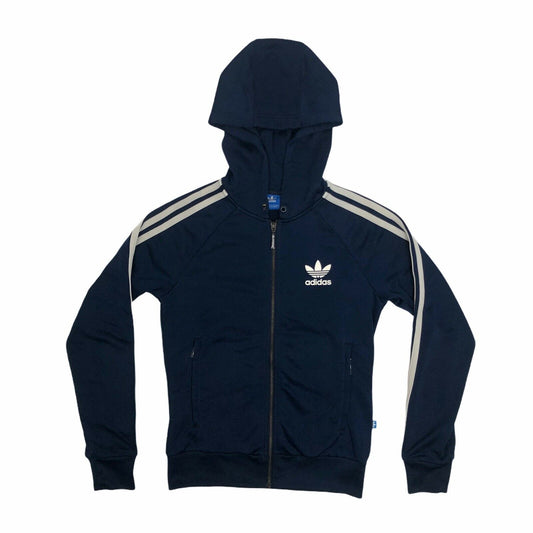 AW16 Adidas Hoodie Womens UK6 Navy Blue And White Three Stripes