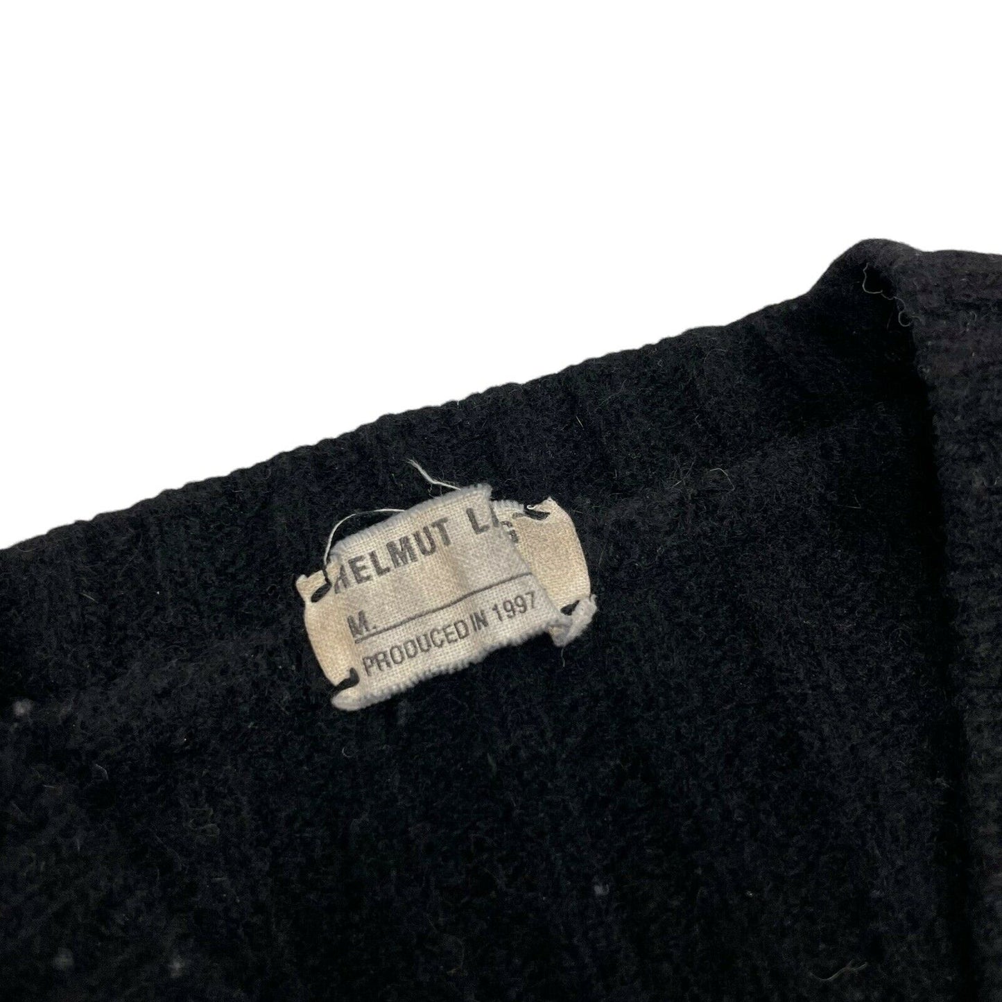 Vintage Helmut Lang 1997 Military Jumper Black Mens Medium Made In Italy Wool