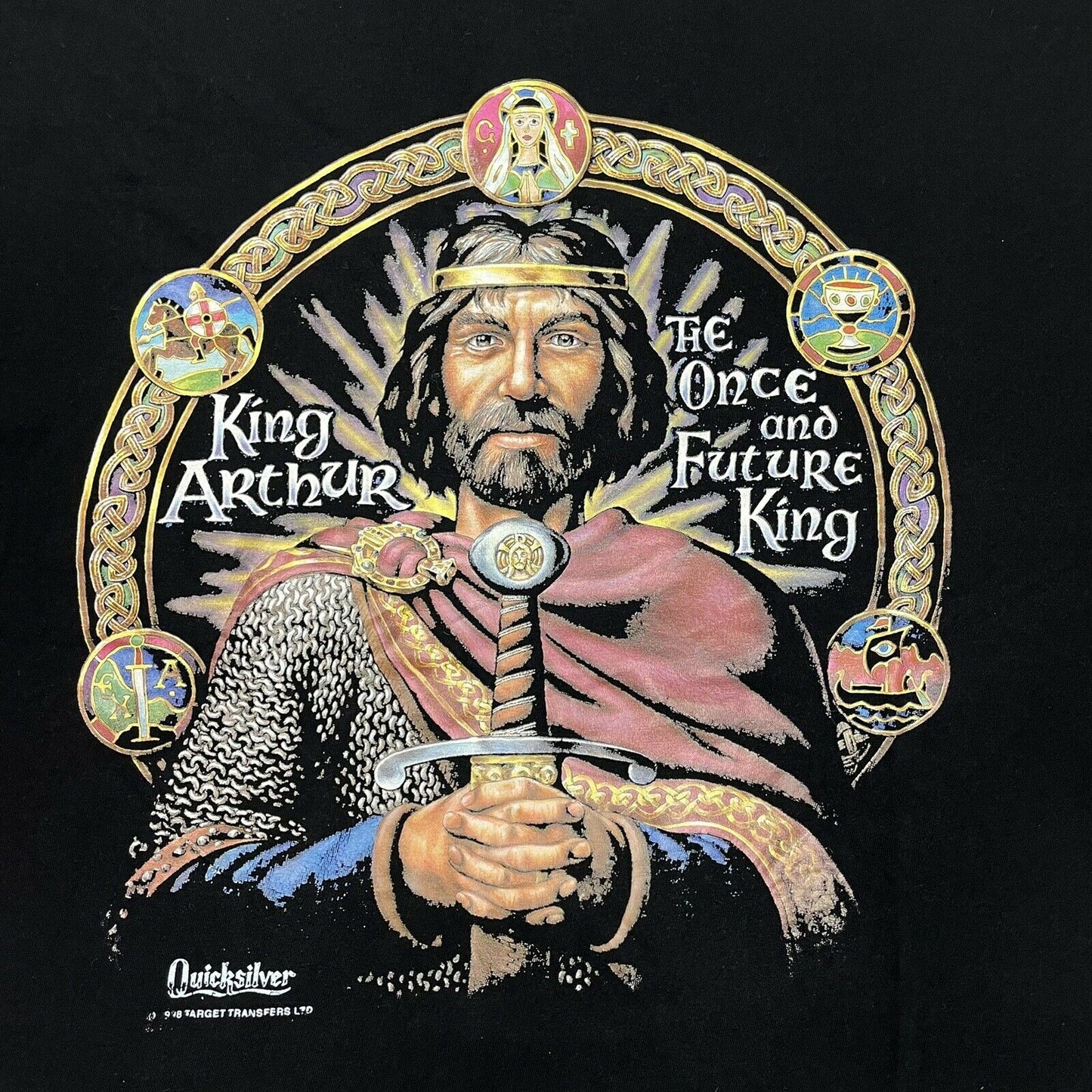 Vintage 90’s King Arthur The Once And Future King T-Shirt Black Mens Medium