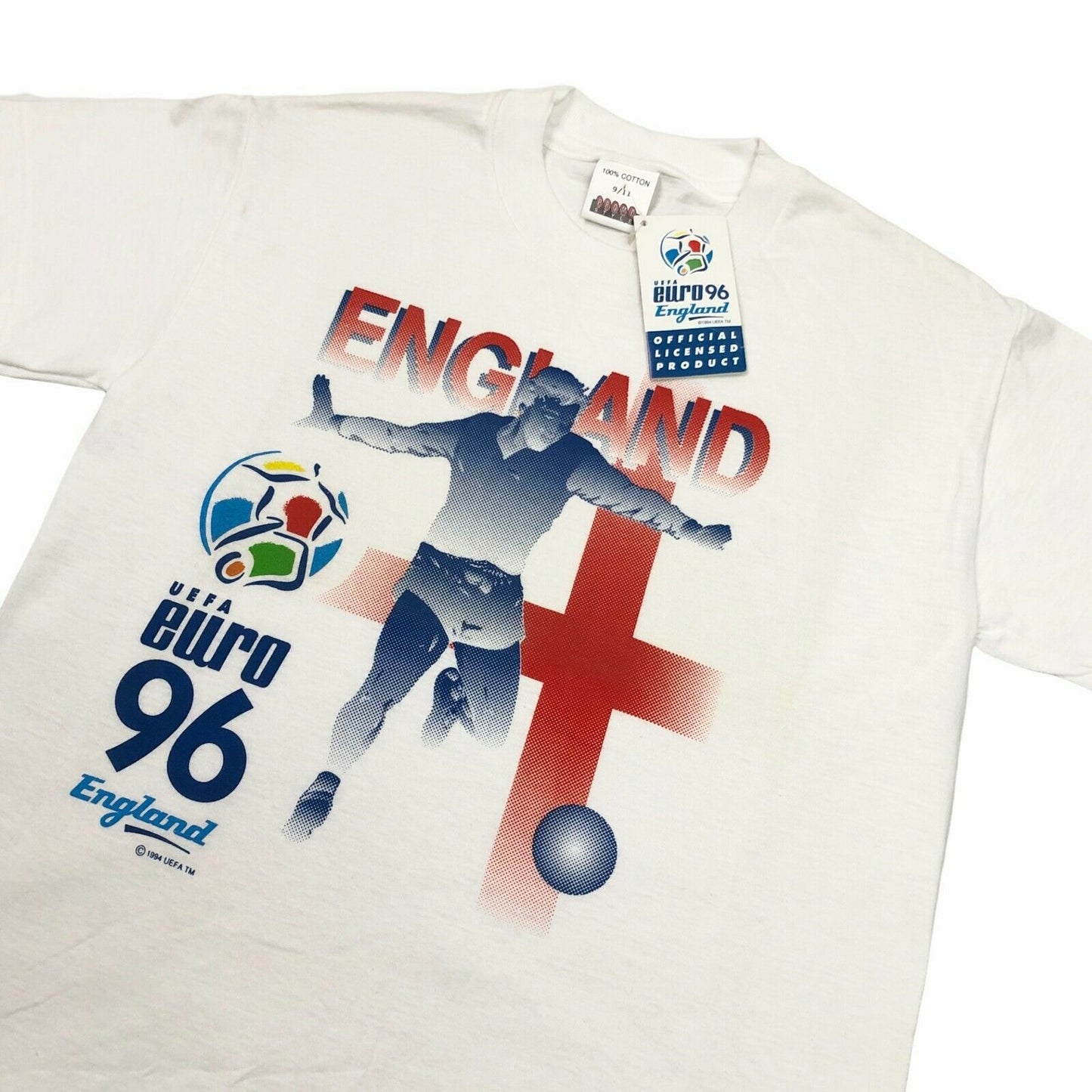 90's Vintage Women's England Euros Football T-Shirt 1996 Elms WITH TAGS