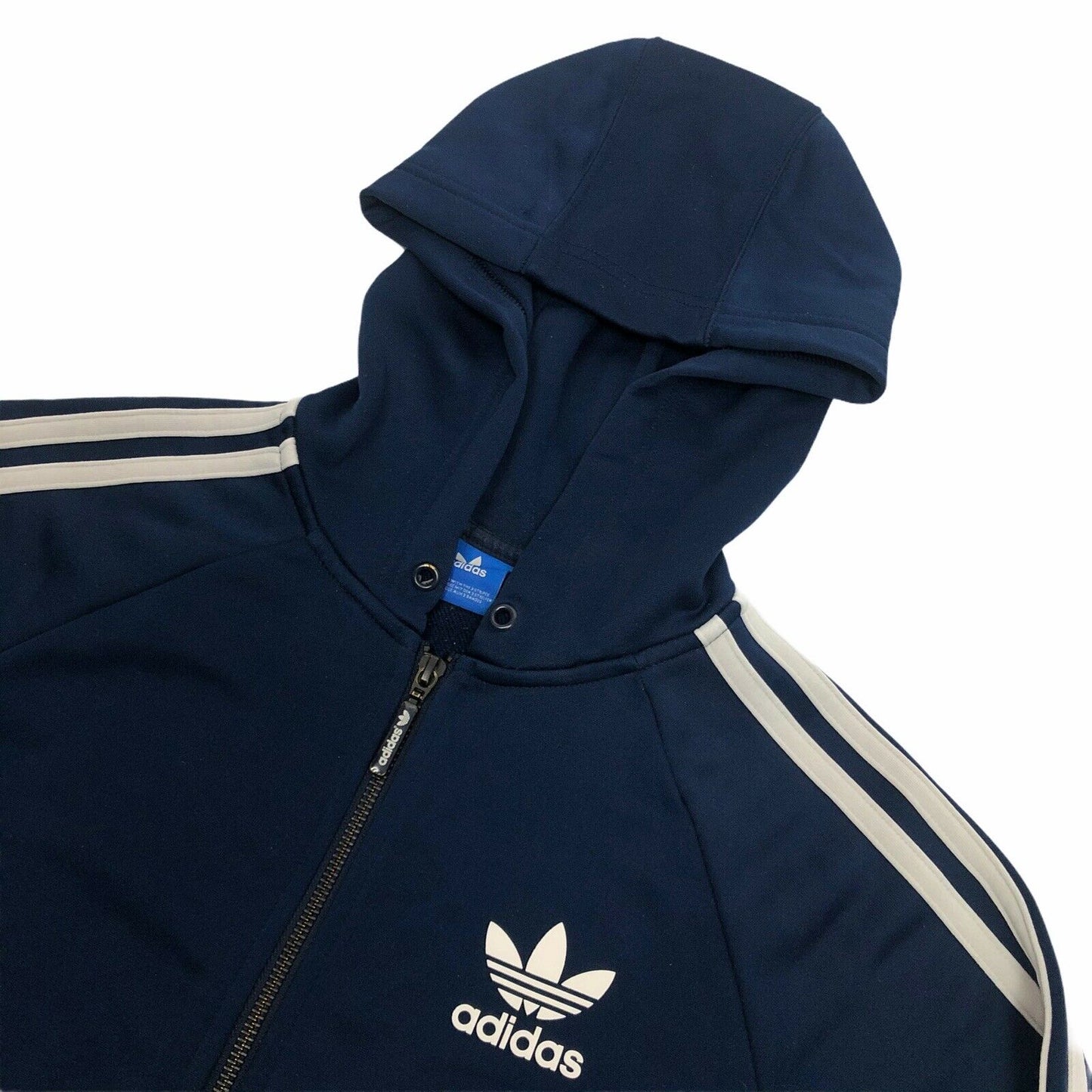 AW16 Adidas Hoodie Womens UK6 Navy Blue And White Three Stripes