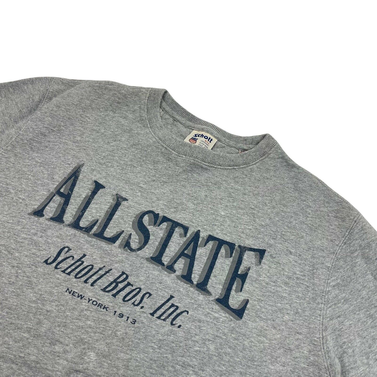 Vintage Schott Crew Neck Jumper Grey Men’s All State USA Graphic Print