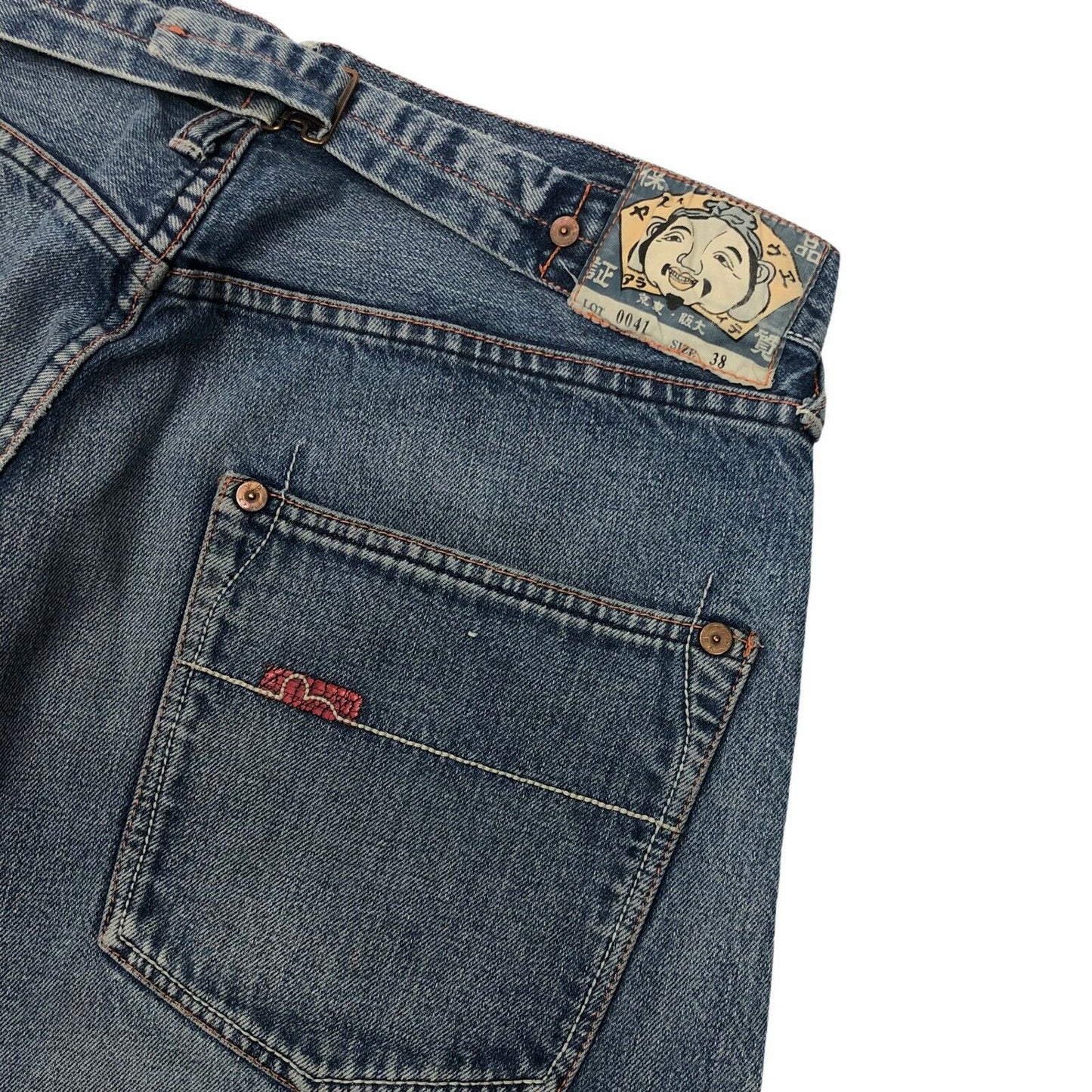 Vintage Evisu Jean Shorts 36w Mid Blue Denim