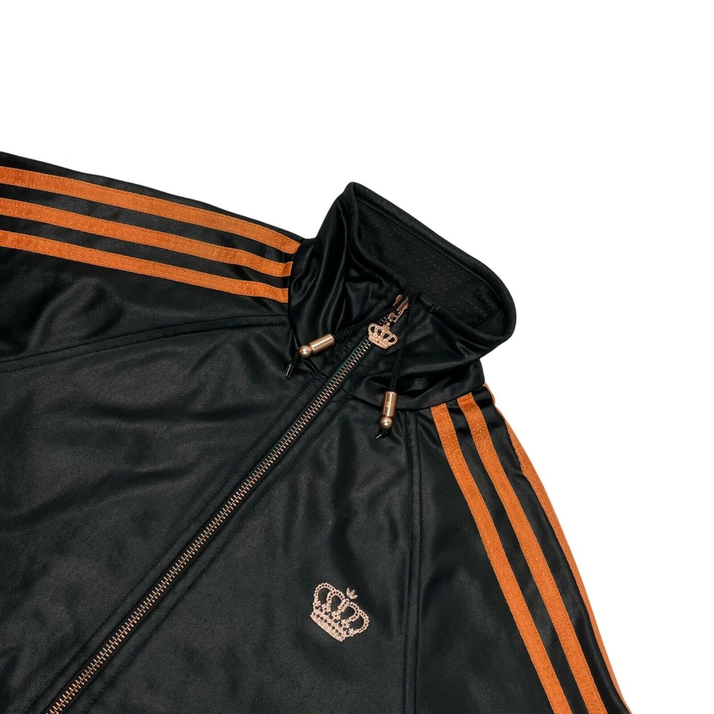 y2k Adidas Missy Elliot Track Jacket Small UK10 Black/Orange Satin Respect Me