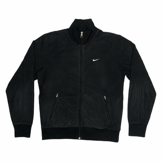 y2k Nike Black Zipped Fleece Mens Small Embroidered With Pockets Sportswear