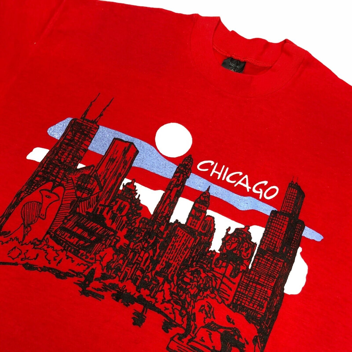 Vintage Chicago USA T-Shirt Mens Large Graphic Print Made In USA Skyline