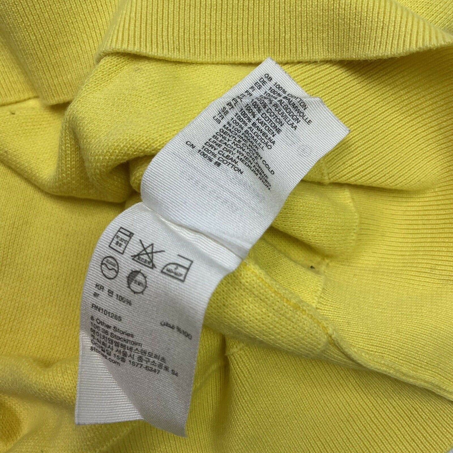 & Other Stories Crew Neck Jumper Yellow Womens XS Stripped