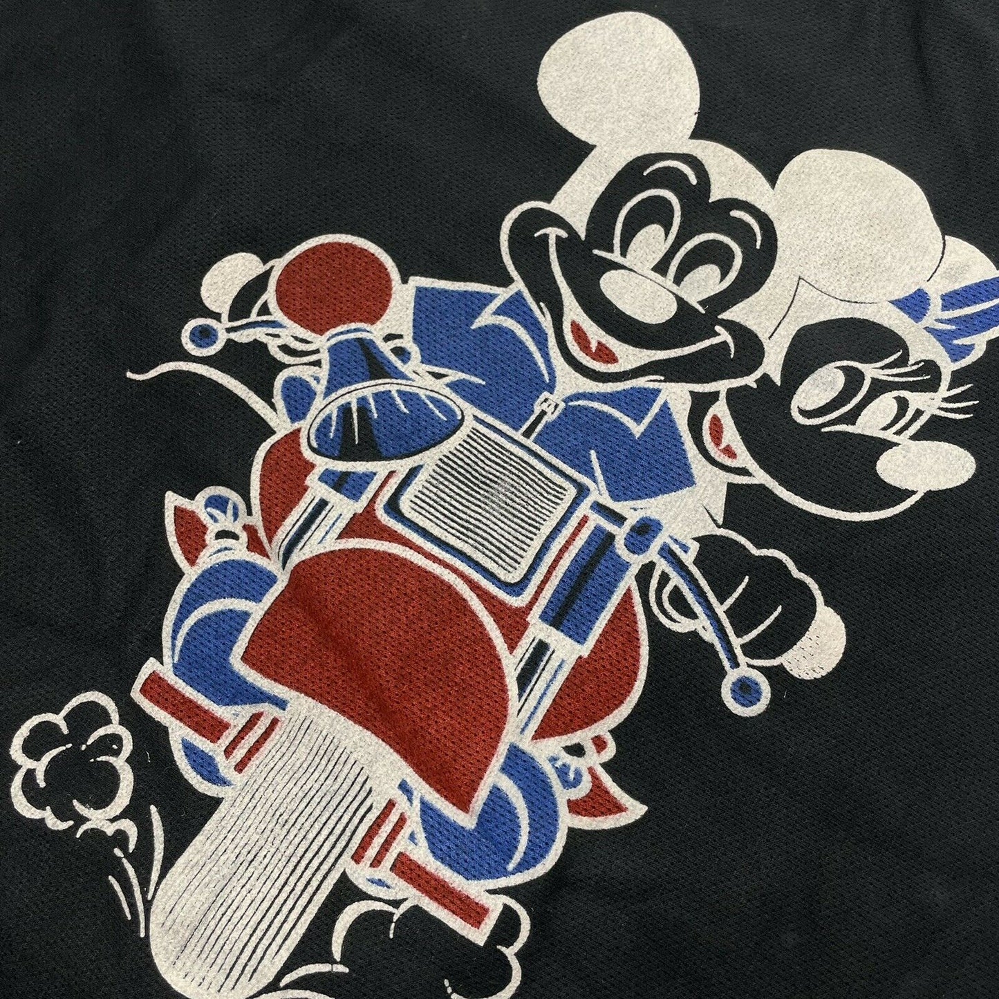 Vintage Mickey Mouse Disney Jumper Cropped Navy Blue Quarter Sleeve Medium