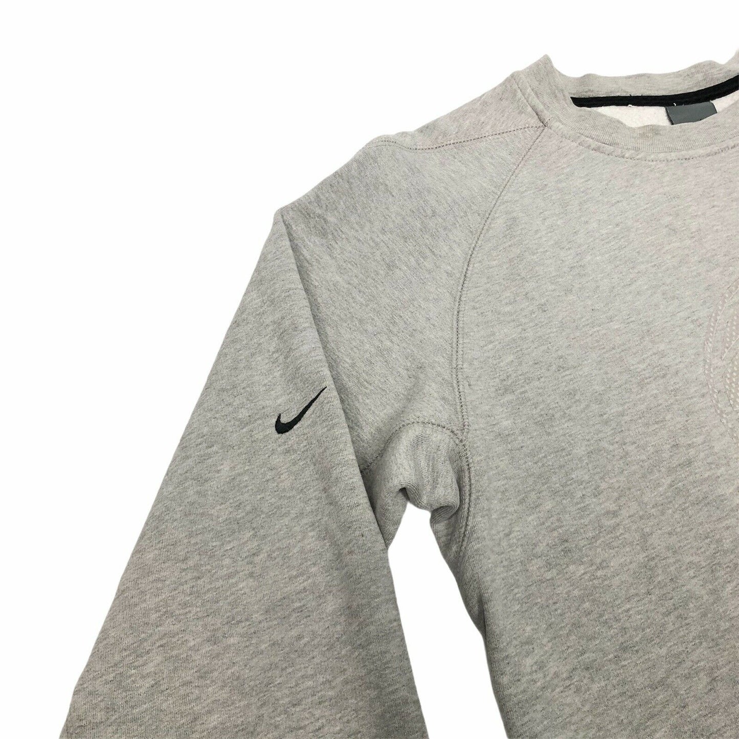 Vintage Nike Crew Neck Jumper Mens Medium Grey Mini Swoosh Basketball Graphic