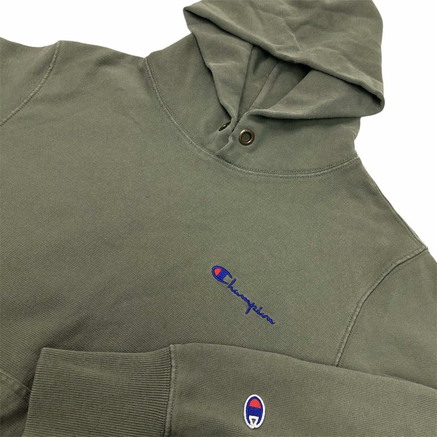 Champion Reverse Weave Pull Over Hoodie Women’s Small Green Embroidered Branding