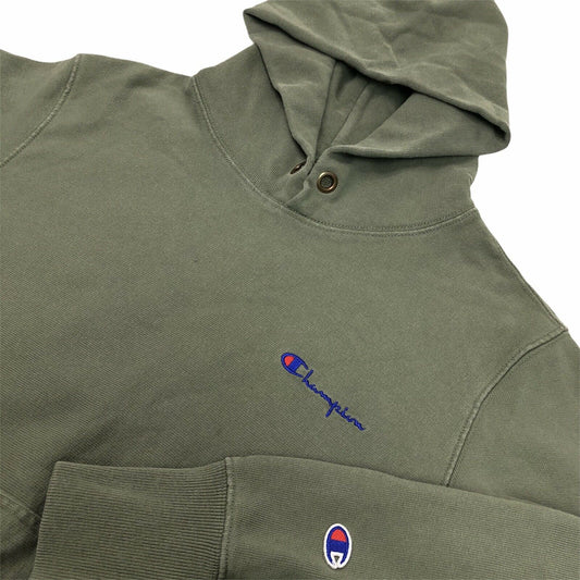 Vintage Champion Reverse Weave Hoodie Men's Small Green Embroidered Logo