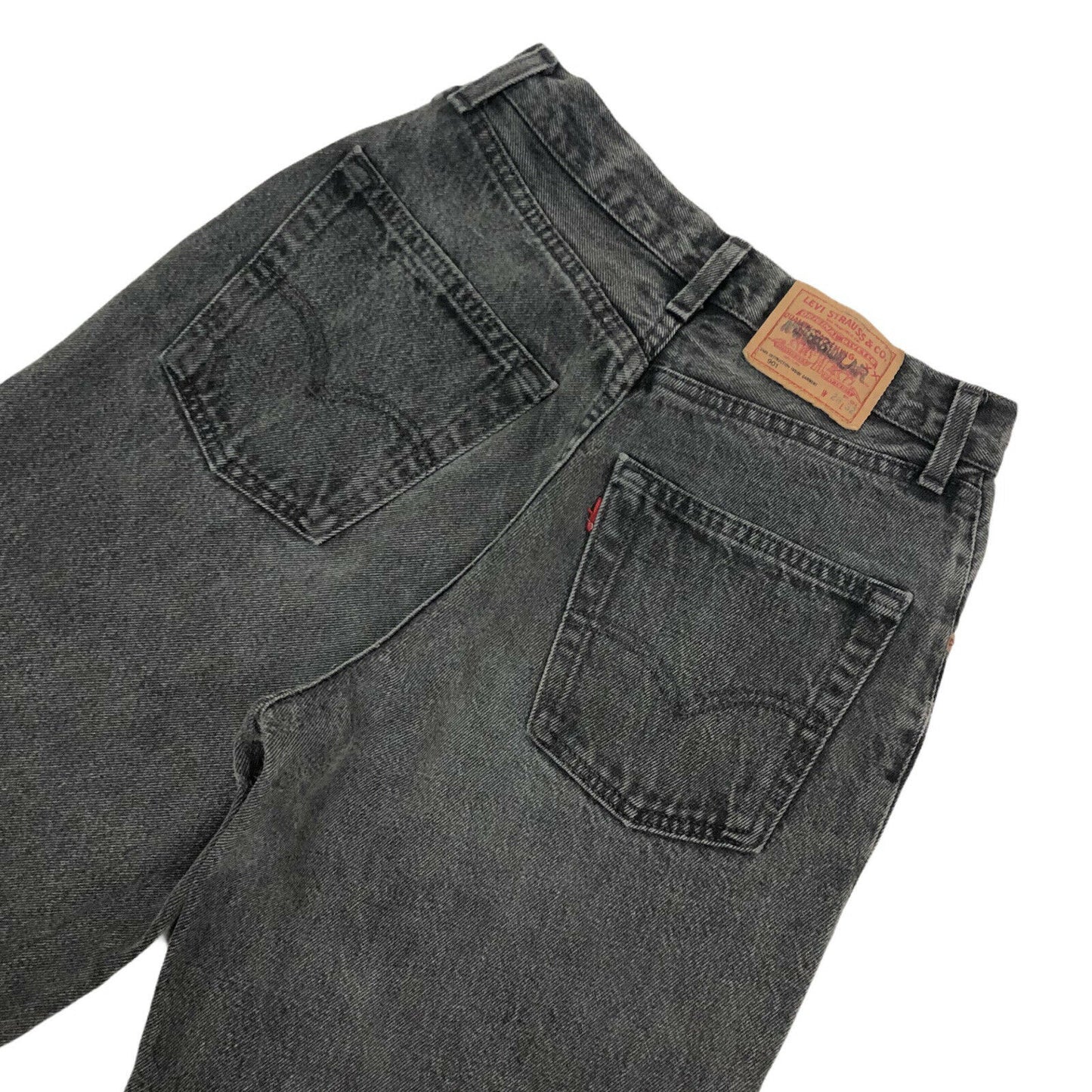 Vintage 80’s Levis 901 Jeans 28w 32l Straight Leg Grey Denim