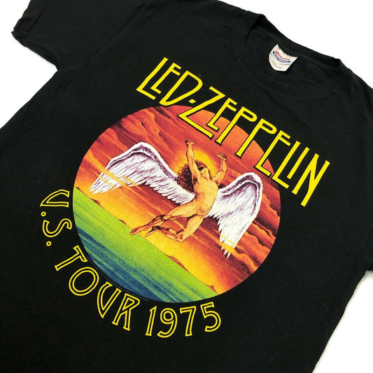 Vintage Led Zeppelin T-Shirt Men's Medium Black Hanes Swan Song Graphic Print