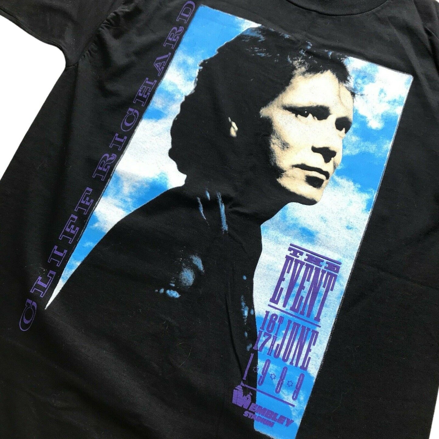 Vintage 1989 Cliff Richard T-Shirt Men’s Medium Black Tour Top Homage Tee