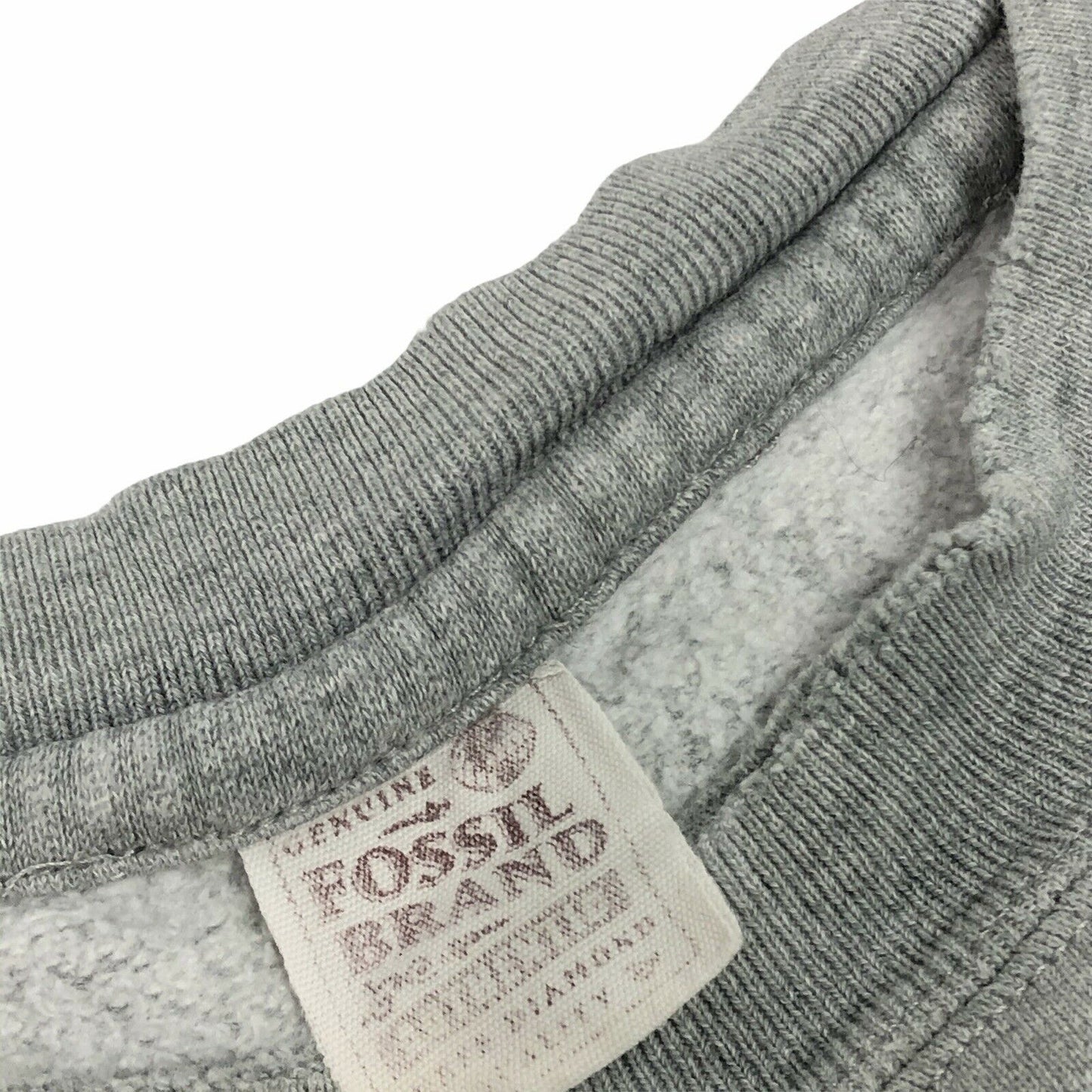 Vintage Fossil Crew Neck Jumper Mens Medium Grey Distressed